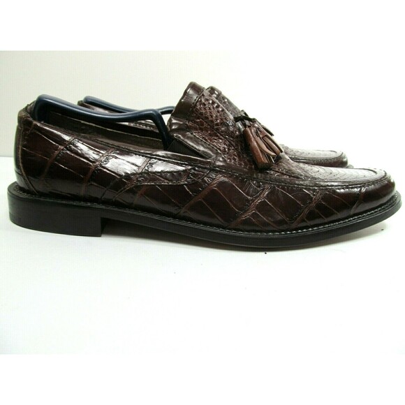 Stacy Adams Genuine Snake Brown Leather Tassel Loafers Mens Size US 8 M - Picture 2 of 12